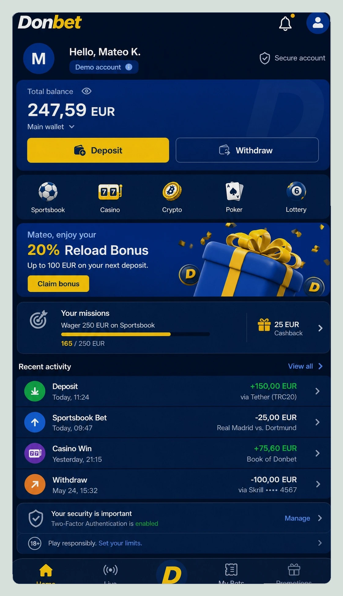 Donbet — casino γρήγορες αναλήψεις